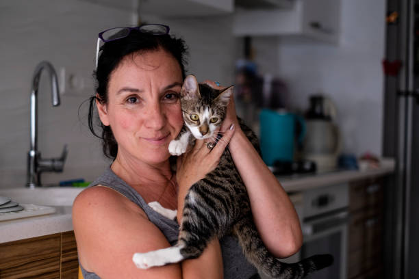 istock Pet Owner & Cute Tabby Cat 1154166793