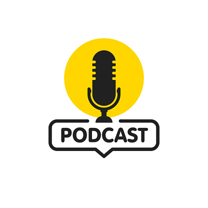 istock Podcast. Vector flat illustration, icon, logo design on white background 1154169984