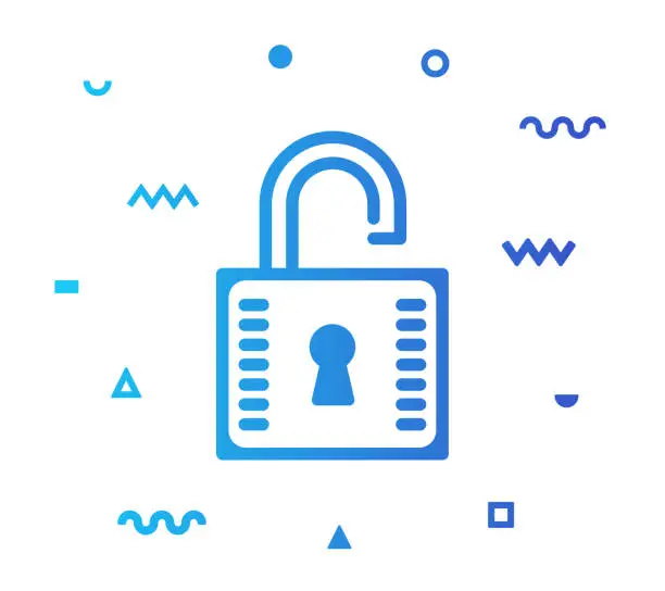 Vector illustration of Lock Line Style Icon Design