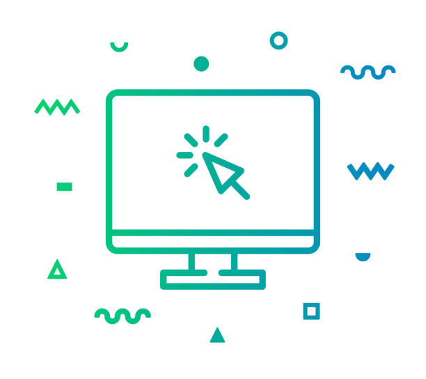 Web Page Line Style Icon Design Web page outline style icon design with decorations and gradient color. Line vector icon illustration for modern infographics, mobile and web designs. clicking screen stock illustrations