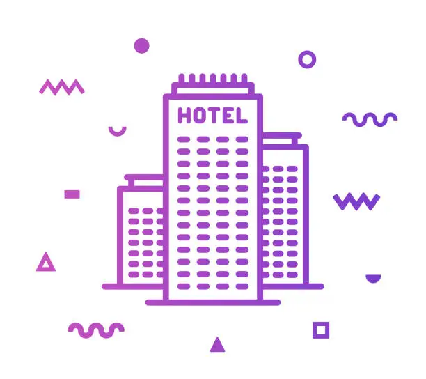 Vector illustration of Hotel Building Line Style Icon Design