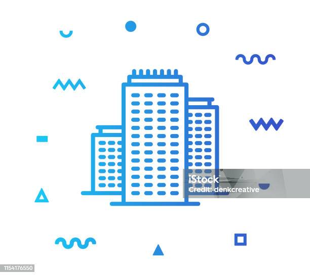 City Buildings Line Style Icon Design Stock Illustration - Download Image Now - Domestic Room, Icon Symbol, Skyscraper