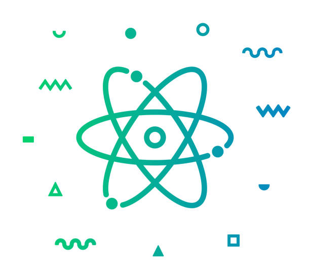 Chemistry Course Line Style Icon Design Chemistry course outline style icon design with decorations and gradient color. Line vector icon illustration for modern infographics, mobile and web designs. proton stock illustrations