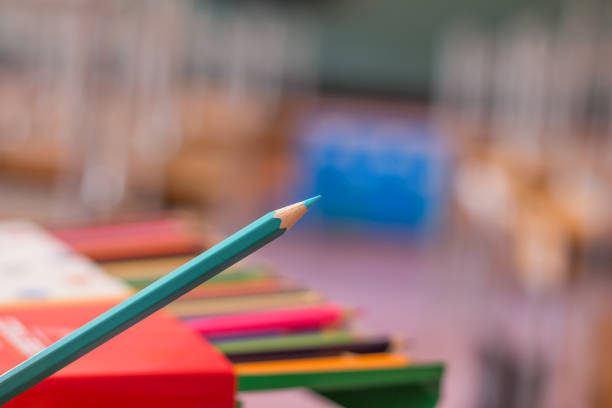 Color pencils in class room.