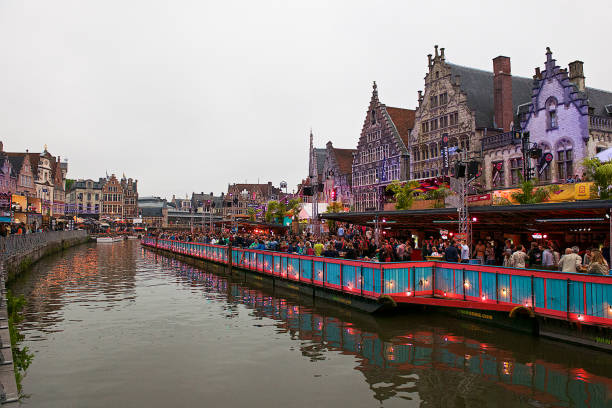 Ghent, Belgium-07 21 2014: Crowd of people celebrating the Gentse Feesten or \