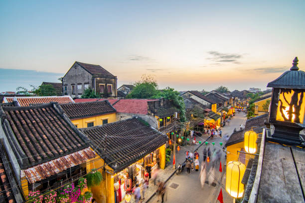 Hoi An ancient town at sunset Hoi An ancient town at sunset hanoi stock pictures, royalty-free photos & images