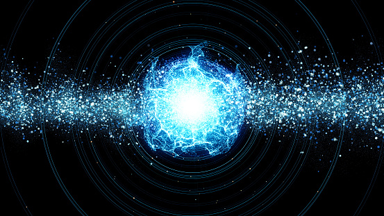 Particle of stars. Cyberspace concept.
