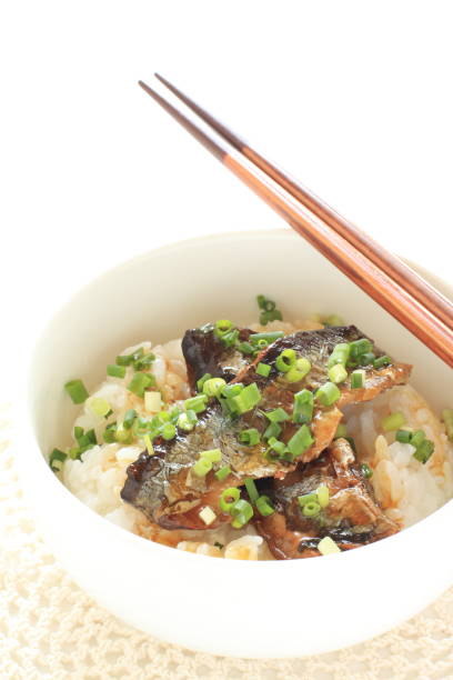 istock Canned food, simmered pacific saury on rice 1154263298
