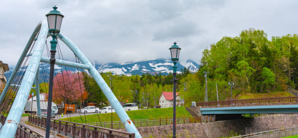 Shirogane Onsen View of Shirogane Onsen area in Biei, Hokkaido, Japan kamikawa district ishikari stock pictures, royalty-free photos & images