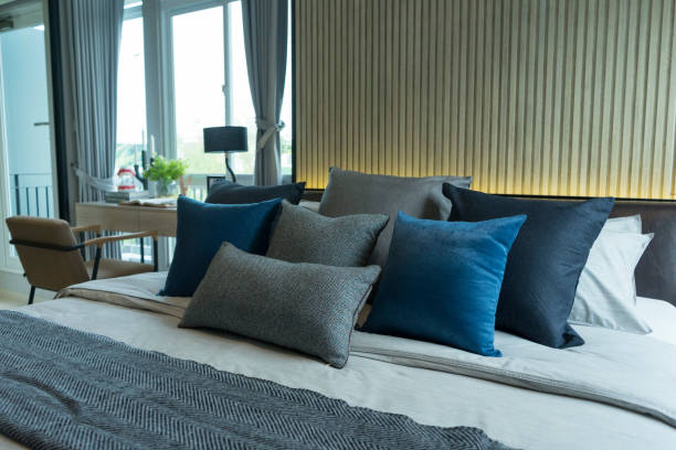 istock Blue and gray cushion in master bedroom 1154280371