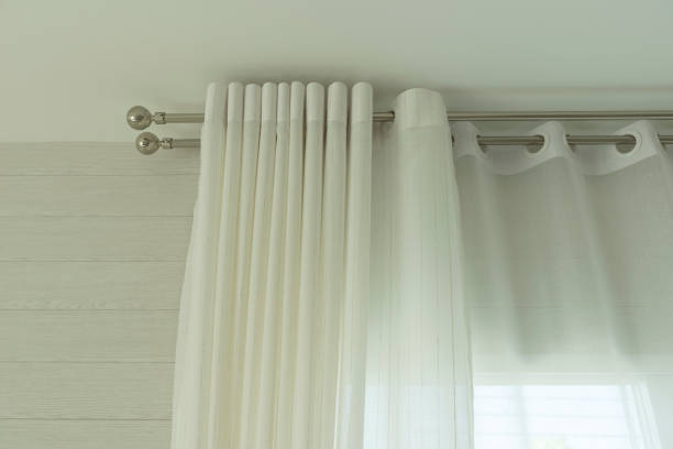 istock The white curtains with ring-top rail 1154281276