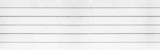 istock Panorama of Empty white plank panel wood wall surface texture for background or decoration design 1154288359
