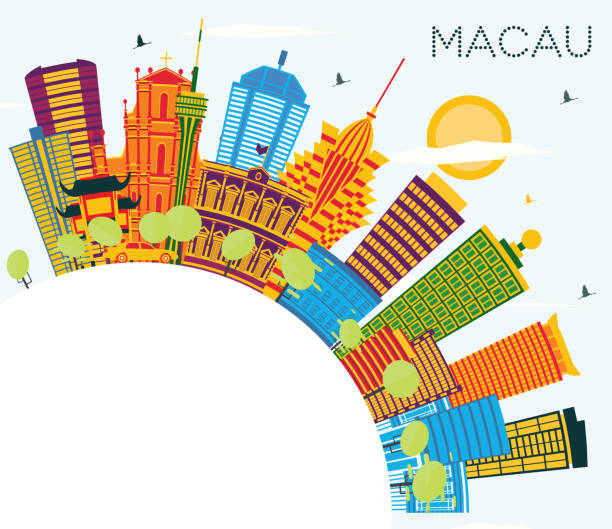istock Macau China City Skyline with Color Buildings, Blue Sky and Copy Space. 1154288449