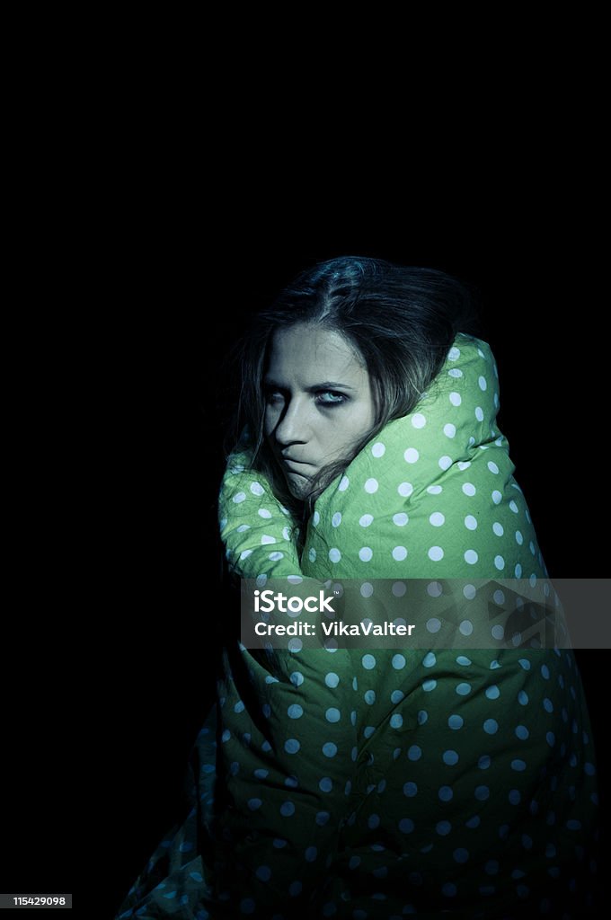 mad woman in a blanket  Adult Stock Photo