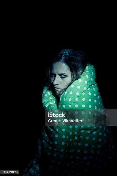 Mad Woman In A Blanket Stock Photo - Download Image Now - Adult, Adults Only, Anger