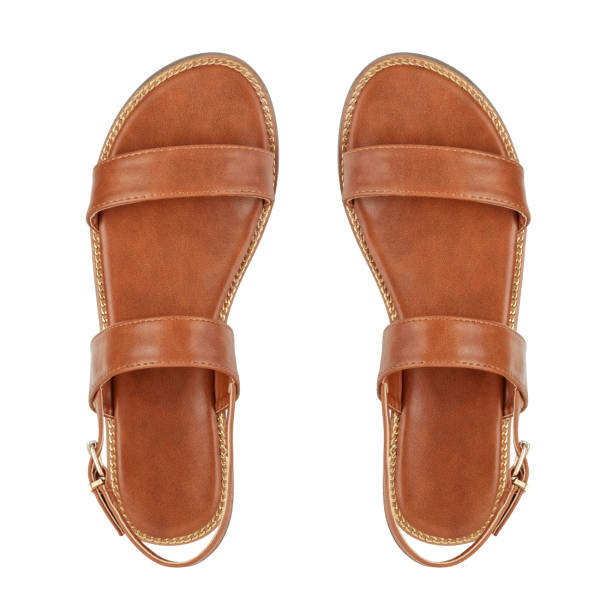 istock Women's brown leather sandals isolated 1154293398