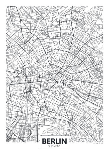 ilustrações de stock, clip art, desenhos animados e ícones de detailed vector poster city map berlin - berlin