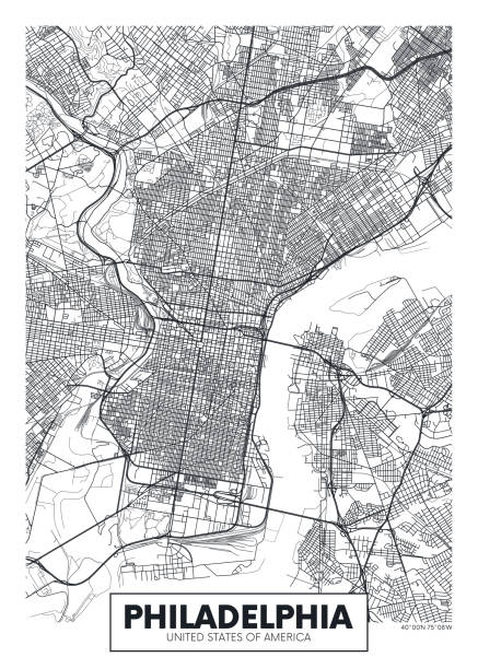 ベクトルポスター地図都市フィラデルフィア - philadelphia点のイラスト素材／クリップアート素材／マンガ素材／アイコン素材