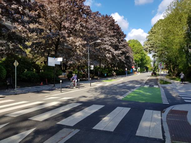 istock Pedestrian lines. Bikeway.  Vancouver,  BC 1154319682