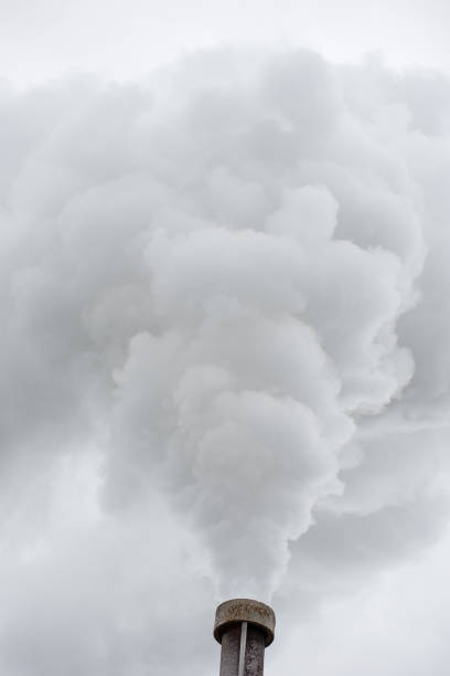 istock Geothermal power station steams in Iceland 1154320726