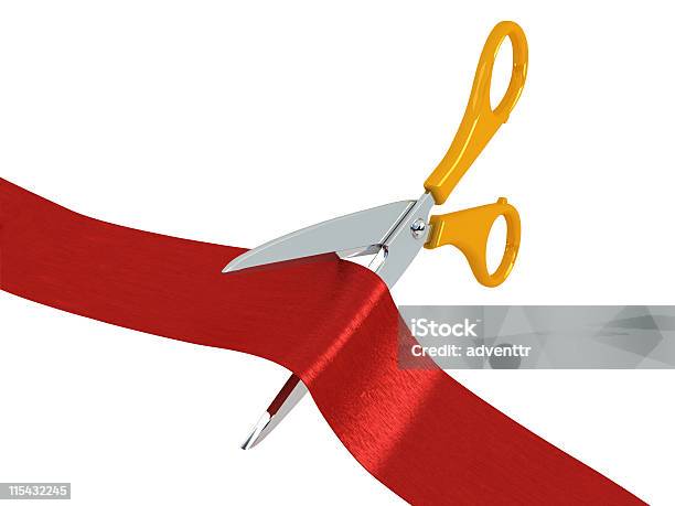 가위 잘라냄 레드 리본상 0명에 대한 스톡 사진 및 기타 이미지 - 0명, Ribbon Cutting, 가위