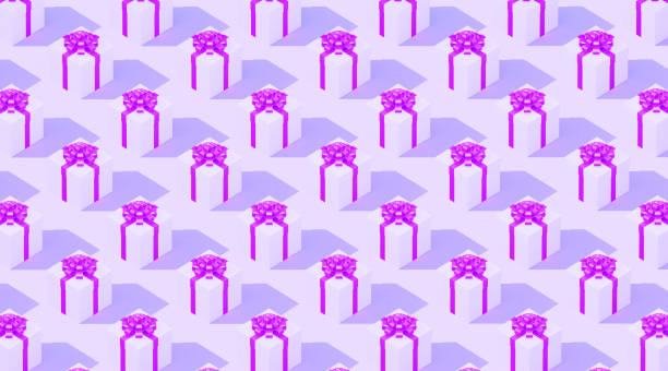 istock Lila Gift Boxes With Purple Bow Tie On White Background 1154322753