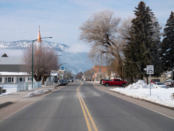 istock Chewelah Washington USA Winter Road 1154324478