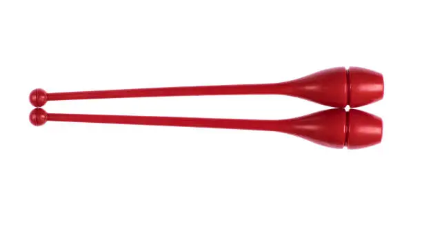 red sport clubs for rhythmic gymnastics on a white background