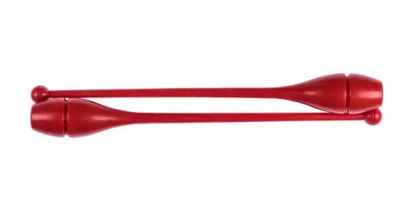 red sport clubs for rhythmic gymnastics on a white background