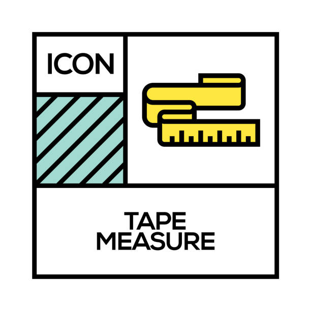 tape measure icon concept - ruler tape measure instrument of measurement centimeter stock-grafiken, -clipart, -cartoons und -symbole