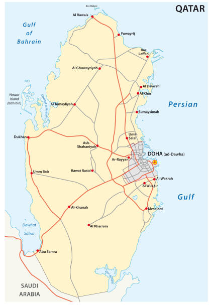 katar eyaletlerinin yol haritası - qatar stock illustrations