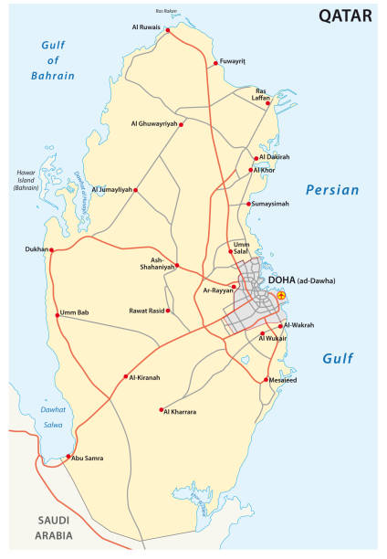 Road Map of the States of Qatar Road Map of the States of Qatar qatar map stock illustrations