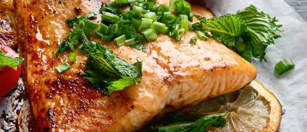 istock Grilled Salmon with lemon and herb 1154330290