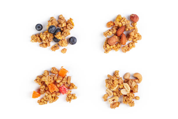 istock Granola with dried fruits isolated on white 1154330346