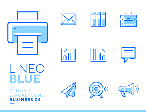 istock Lineo Blue - Office and Business line icons 1154335504