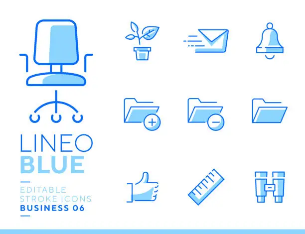 Vector illustration of Lineo Blue - Office and Business line icons