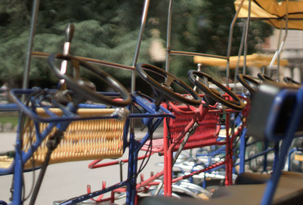 row of rickshaws parked in town