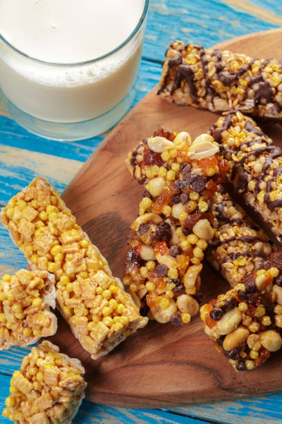 istock Granola bar on wooden background 1154348129