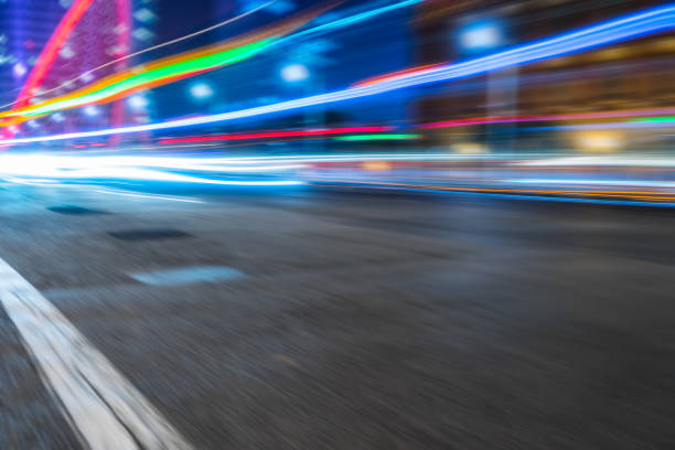 istock light trails in the downtown district, china 1154348491