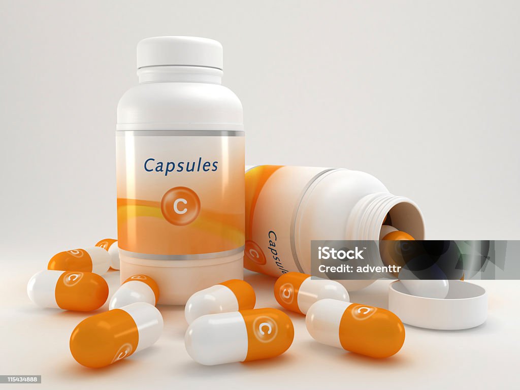 Vitamina C de pastillas - Foto de stock de Recortable libre de derechos