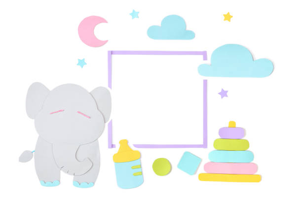 istock Baby frame paper cut on white background 1154350383