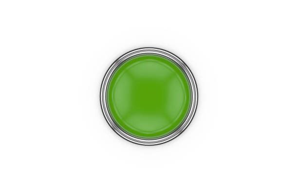 istock Red round push button with metallic border on isolated white background, 3d illustration 1154350596