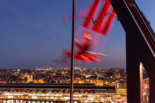 Over the Edge swing on sky deck, Amsterdam, Netherlands