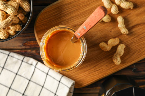 istock Yummy breakfast composition on wooden table, space for text and top view. Traditional product of American cuisine 1154354964