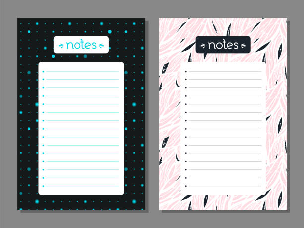 zestaw list notatek - pink paper backgrounds diary stock illustrations