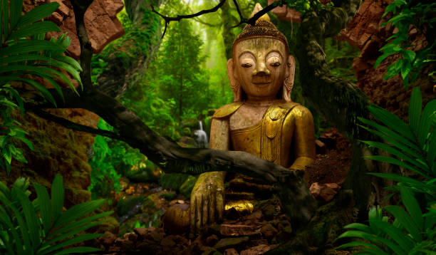 istock Meditation in the Buddhist temple 1154358782