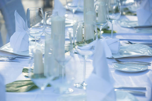 istock Wedding table decor. Beautiful Luxury Festive table arranging for wedding or party 1154359232