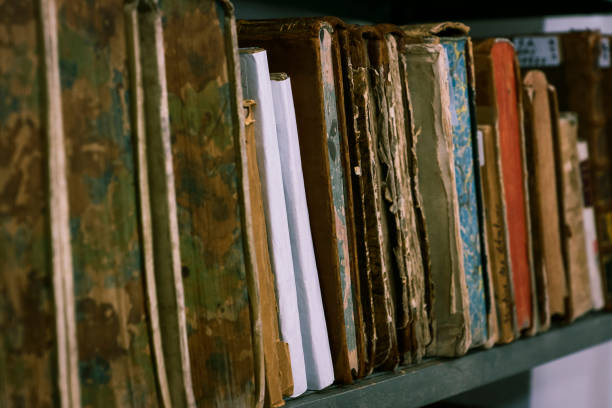 istock Ancient books are on the shelf 1154359542