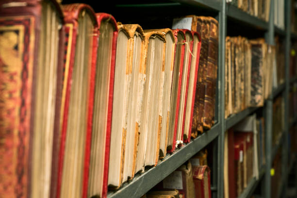 istock Ancient books are on the shelf 1154360218