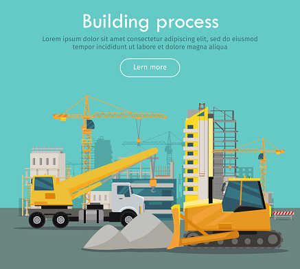 Building Process Poster Building Process Web Banner Concept In Flat Style Stock Illustration ...